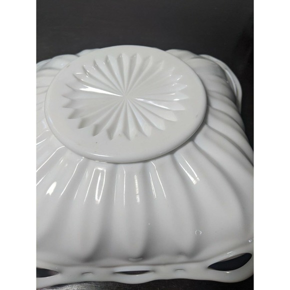 Vintage Fostoria Milk glass Open Lace Edge Console Bowl - Picture 3 of 3